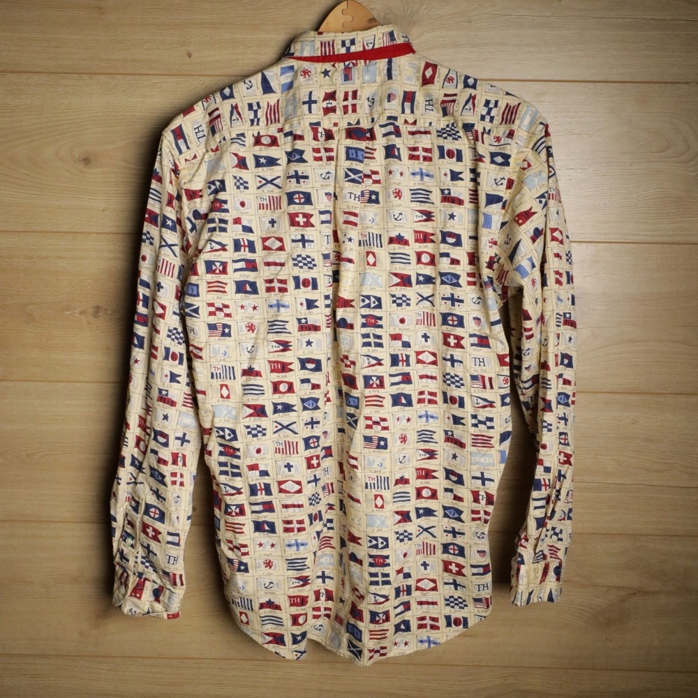 Tommy Hilfiger Nautical Flags Print Button Down Shirt Mens XL Long Sleeve Casual - Picture 2 of 5